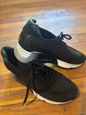 Ash Black Green Knit Lace-Up Sneakers